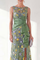 Laden Sie das Bild in den Galerie-Viewer, Marineblauer Meerjungfrauen-Bateau-Ausschnitt mit langem Mutter-der-der-Braut-Kleid mit Schlitz
