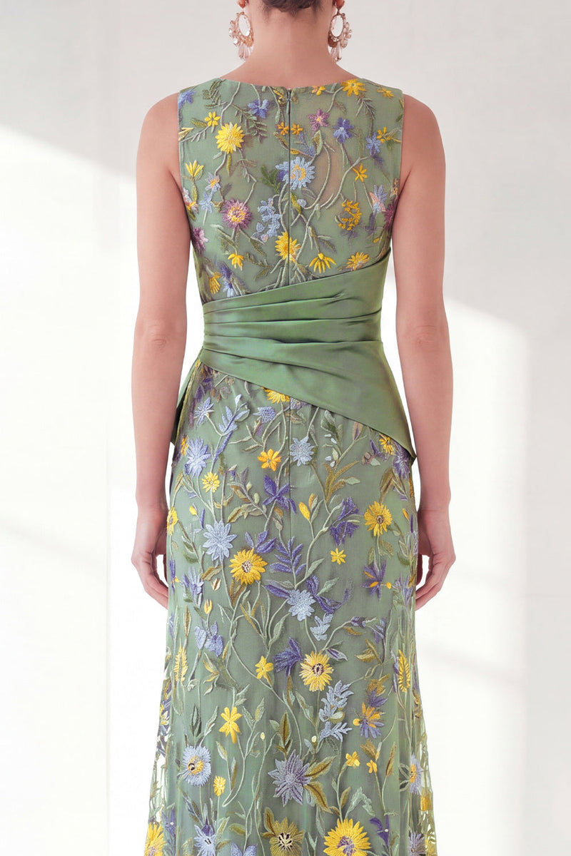 Laden Sie das Bild in den Galerie-Viewer, Marineblauer Meerjungfrauen-Bateau-Ausschnitt mit langem Mutter-der-der-Braut-Kleid mit Schlitz