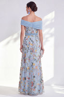 Laden Sie das Bild in den Galerie-Viewer, Grünes A-Linien-Off-the-shoulder Blumen-Langkleid Mutter der Braut