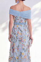Laden Sie das Bild in den Galerie-Viewer, Grünes A-Linien-Off-the-shoulder Blumen-Langkleid Mutter der Braut