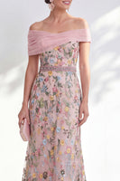 Laden Sie das Bild in den Galerie-Viewer, Grünes A-Linien-Off-the-shoulder Blumen-Langkleid Mutter der Braut
