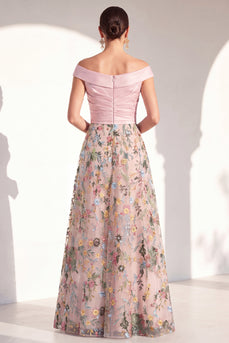 A-Linien-Rouge von außen geblümtes langes Mutter-der-Braut-Kleid