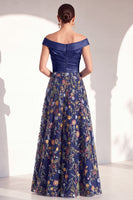 Laden Sie das Bild in den Galerie-Viewer, A-Linien-Rouge von außen geblümtes langes Mutter-der-Braut-Kleid
