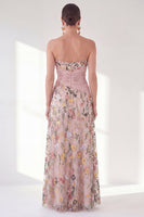 Laden Sie das Bild in den Galerie-Viewer, Blaues A-Linien-Sweetheart Floral Long Mother Of the Bride Kleid mit Schlitz
