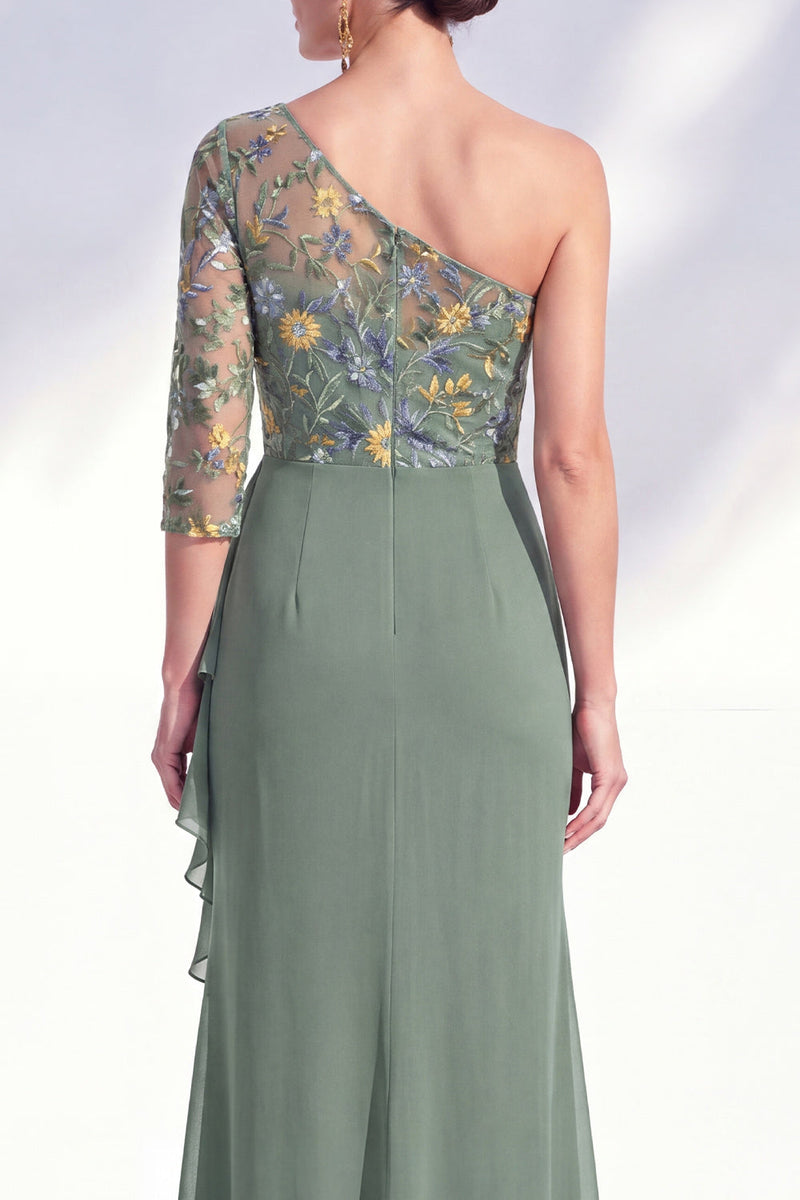 Laden Sie das Bild in den Galerie-Viewer, Meerjungfrauen-Grau-Lila Ein-Schulter-Blumenkleid Lange Mutter der Braut