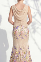 Laden Sie das Bild in den Galerie-Viewer, Dunkelgrünes Meerjungfrauen-Bateau-Hals, 3D-Blumenkleid, lange Mutter der Braut