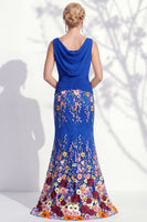 Laden Sie das Bild in den Galerie-Viewer, Dunkelgrünes Meerjungfrauen-Bateau-Hals, 3D-Blumenkleid, lange Mutter der Braut