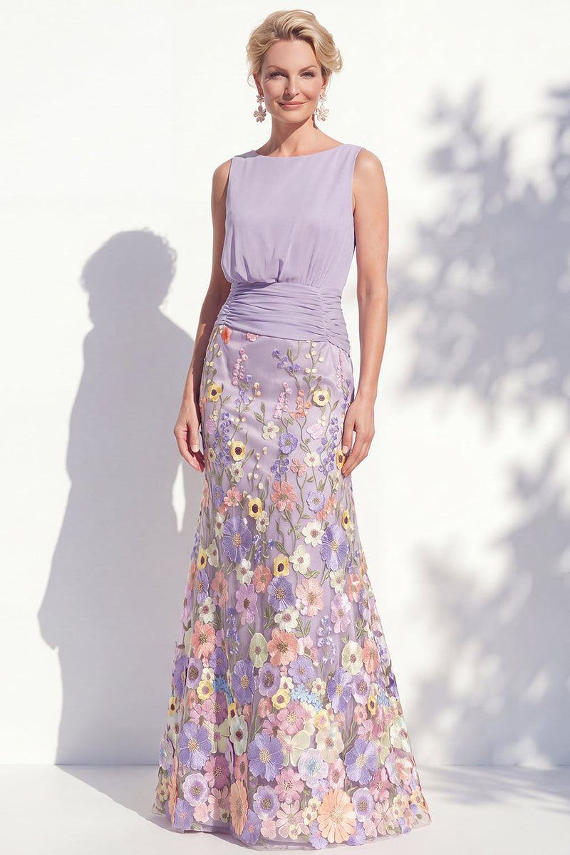 Laden Sie das Bild in den Galerie-Viewer, Dunkelgrünes Meerjungfrauen-Bateau-Hals, 3D-Blumenkleid, lange Mutter der Braut