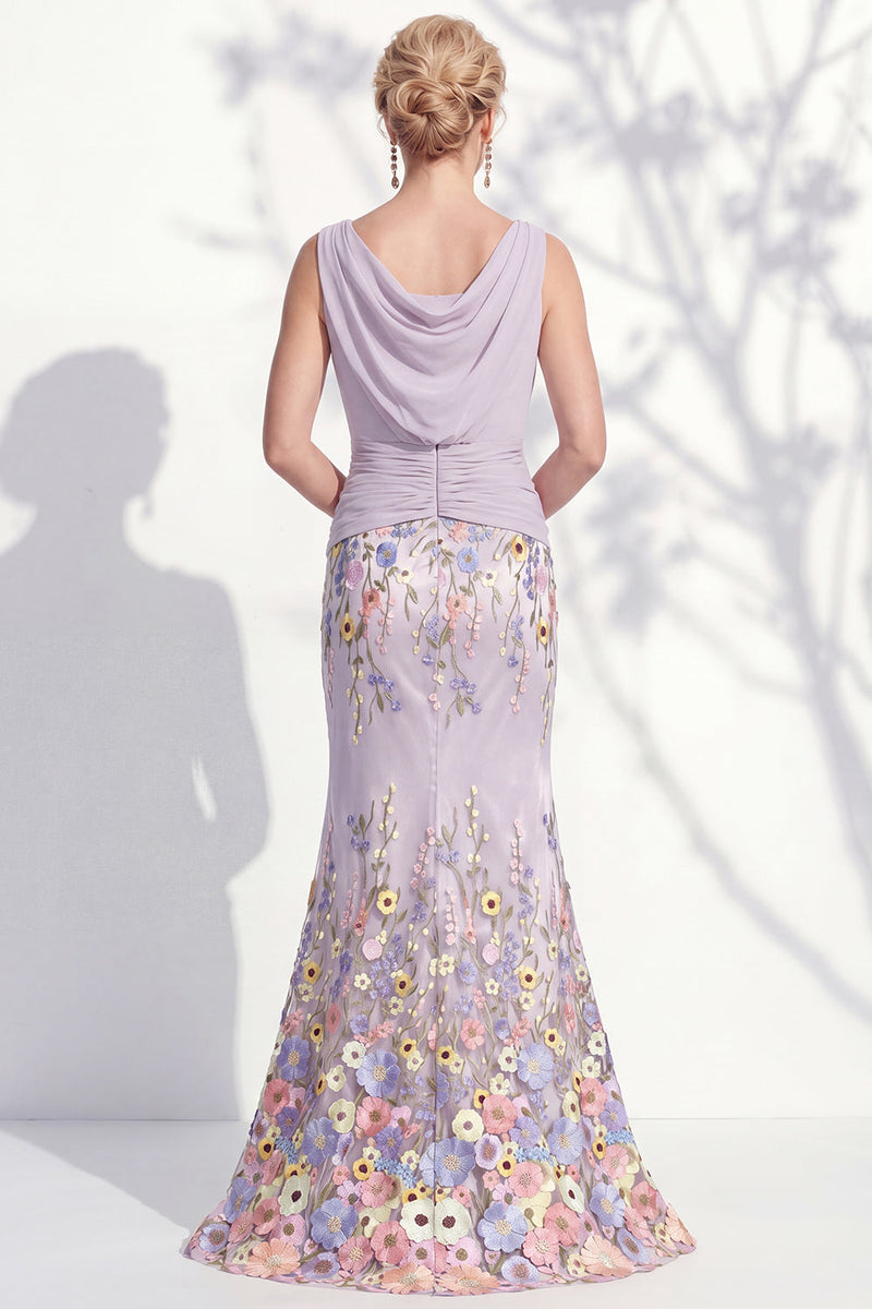 Laden Sie das Bild in den Galerie-Viewer, Dunkelgrünes Meerjungfrauen-Bateau-Hals, 3D-Blumenkleid, lange Mutter der Braut
