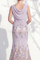 Laden Sie das Bild in den Galerie-Viewer, Dunkelgrünes Meerjungfrauen-Bateau-Hals, 3D-Blumenkleid, lange Mutter der Braut