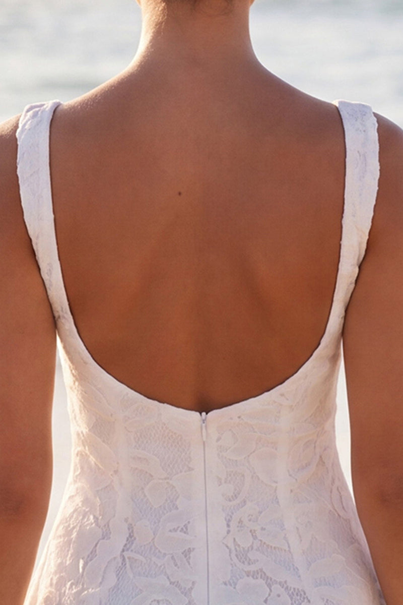 Laden Sie das Bild in den Galerie-Viewer, Elfenbein-A-Linie Korsett-Spitzen-Minikleid