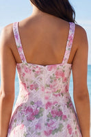 Laden Sie das Bild in den Galerie-Viewer, V-Ausschnitt mit Blumenrüschen und Bodycon Kleines weißes Kleid
