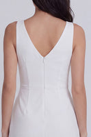 Laden Sie das Bild in den Galerie-Viewer, Elfenbein V-Ausschnitt Bodycon Kurzes Standesamtkleid mit Rüschen
