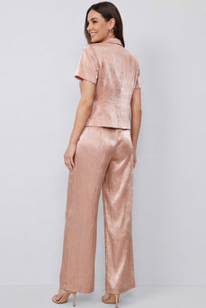Spitze Revers Dusty Rose zweiteilige Damenarbeitsanzüge