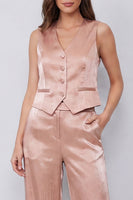 Laden Sie das Bild in den Galerie-Viewer, Dusty Rose 2-teilige Damenanzüge mit V-Ausschnitt und Taschen