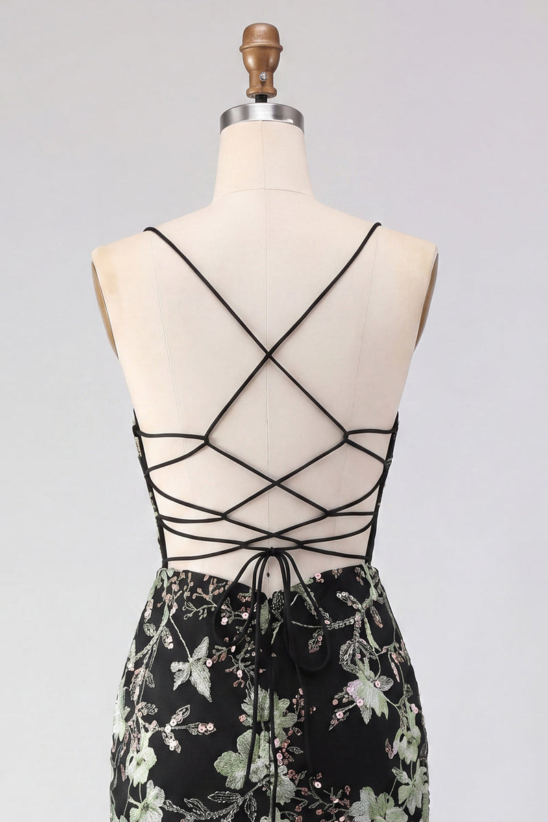 Laden Sie das Bild in den Galerie-Viewer, Rosa Geblümtes Korsett Pailletten Bodycon Kurzes Abendkleid