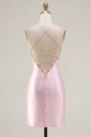 Laden Sie das Bild in den Galerie-Viewer, Rosa Transparentes Korsett Gerafftes Bodycon Kurzes Abendkleid
