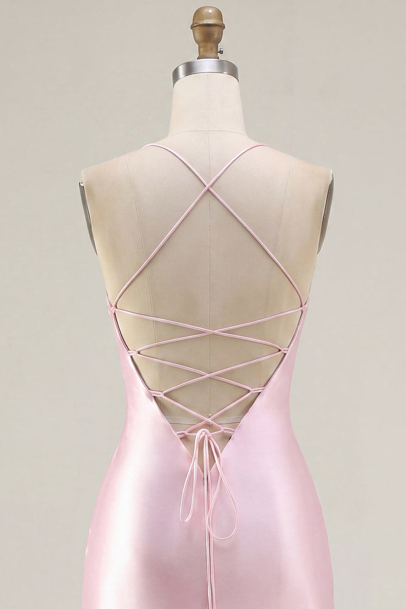 Laden Sie das Bild in den Galerie-Viewer, Rosa Transparentes Korsett Gerafftes Bodycon Kurzes Abendkleid