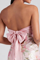 Laden Sie das Bild in den Galerie-Viewer, Hellrosa Bodycon, trägerloses Mini-Homecoming-Kleid mit Pailletten
