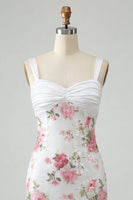 Laden Sie das Bild in den Galerie-Viewer, Elfenbeinfarbenes Floral-Bodycon-Pailletten-Homecoming-Kleid mit Schleife