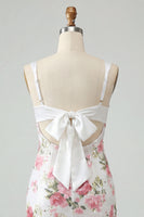 Laden Sie das Bild in den Galerie-Viewer, Elfenbeinfarbenes Floral-Bodycon-Pailletten-Homecoming-Kleid mit Schleife