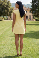 Laden Sie das Bild in den Galerie-Viewer, Gelbes Rundhals-Bodycon-Homecoming-Kleid mit 3D-Blumen