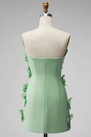 Laden Sie das Bild in den Galerie-Viewer, Trägerloses Knallpinkes Bodycon Kurzes Abendkleid mit 3D-Blumen