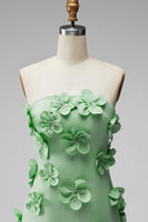 Laden Sie das Bild in den Galerie-Viewer, Trägerloses Knallpinkes Bodycon Kurzes Abendkleid mit 3D-Blumen