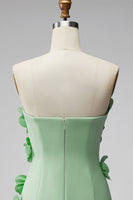 Laden Sie das Bild in den Galerie-Viewer, Trägerloses Knallpinkes Bodycon Kurzes Abendkleid mit 3D-Blumen