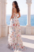 Laden Sie das Bild in den Galerie-Viewer, Elfenbein-A-Linie mit quadratischem Korsett Blumen-Hochzeitskleid