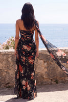 Laden Sie das Bild in den Galerie-Viewer, Schwarze Meerjungfrau, Sweetheart, gefaltetes Chiffon, langes Festkleid mit Schlitz