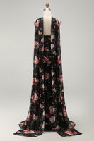 Laden Sie das Bild in den Galerie-Viewer, Schwarze Meerjungfrau Sweetheart Gefaltetes Chiffon Langes Festkleid mit Schlitz