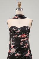 Laden Sie das Bild in den Galerie-Viewer, Schwarze Meerjungfrau Sweetheart Gefaltetes Chiffon Langes Festkleid mit Schlitz