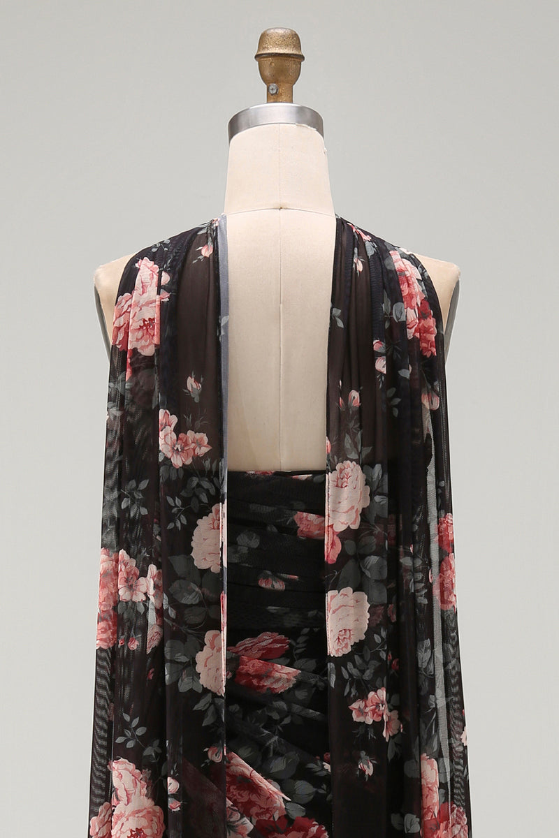 Laden Sie das Bild in den Galerie-Viewer, Schwarze Meerjungfrau Sweetheart Gefaltetes Chiffon Langes Festkleid mit Schlitz