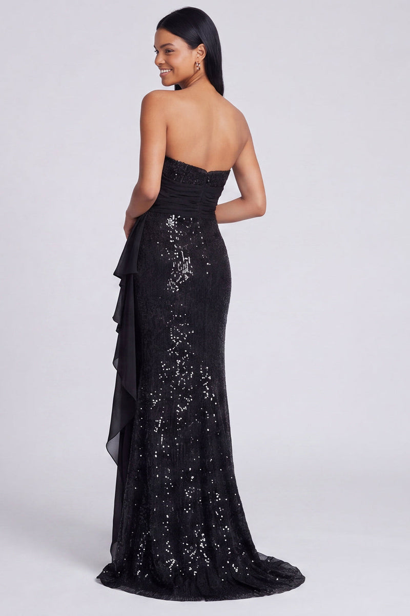 Laden Sie das Bild in den Galerie-Viewer, Trägerloses, hellrosa Pailletten-gerafftes Meerjungfrauen-Festkleid