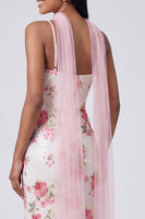 Laden Sie das Bild in den Galerie-Viewer, Weißes rosa Meerjungfrauen-Maxi-Kleid mit Pailletten