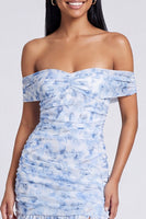 Laden Sie das Bild in den Galerie-Viewer, Off the shoulder A-Linie rosa geblümtes Maxikleid mit Schlitz