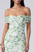 Laden Sie das Bild in den Galerie-Viewer, Off the shoulder A-Linie rosa geblümtes Maxikleid mit Schlitz