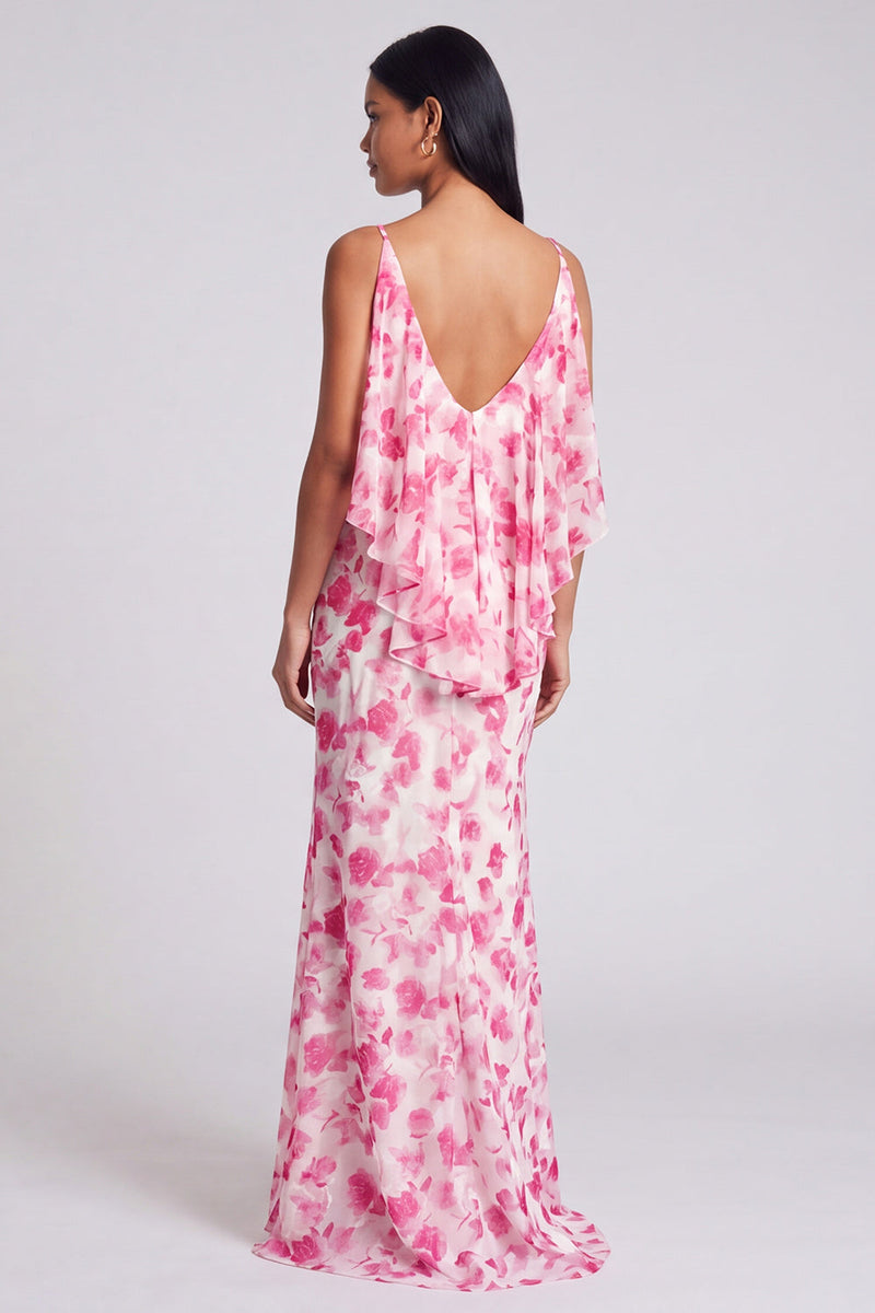 Laden Sie das Bild in den Galerie-Viewer, Meerjungfrauen-Hellgrünes Blumen-Maxikleid