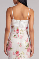 Laden Sie das Bild in den Galerie-Viewer, Elfenbeinfarbene, florale Spaghettiträger, Pailletten-Meerjungfrauenkleid