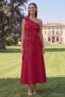 Laden Sie das Bild in den Galerie-Viewer, Gelbes einschulteriges A-Linien-Midi-Blumenkleid