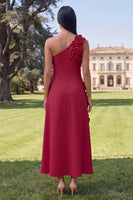 Laden Sie das Bild in den Galerie-Viewer, Gelbes einschulteriges A-Linien-Midi-Blumenkleid