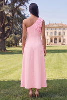 Laden Sie das Bild in den Galerie-Viewer, Gelbes einschulteriges A-Linien-Midi-Blumenkleid