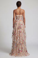 Laden Sie das Bild in den Galerie-Viewer, Off-the-shoulder High-Low Champagner A-Linie Tüll Blumenkleid Mutter der Braut