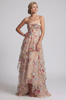 Laden Sie das Bild in den Galerie-Viewer, Off-the-shoulder High-Low Champagner A-Linie Tüll Blumenkleid Mutter der Braut