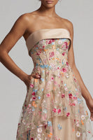 Laden Sie das Bild in den Galerie-Viewer, Off-the-shoulder Champagner-A-Linie Tüll-Korsett, florales Mutter-der-Braut-Kleid