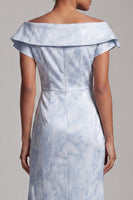 Laden Sie das Bild in den Galerie-Viewer, Meerjungfrauen-Himmelblau Blumen Langes, Mutter-der-Braut-Kleid mit Schlitz