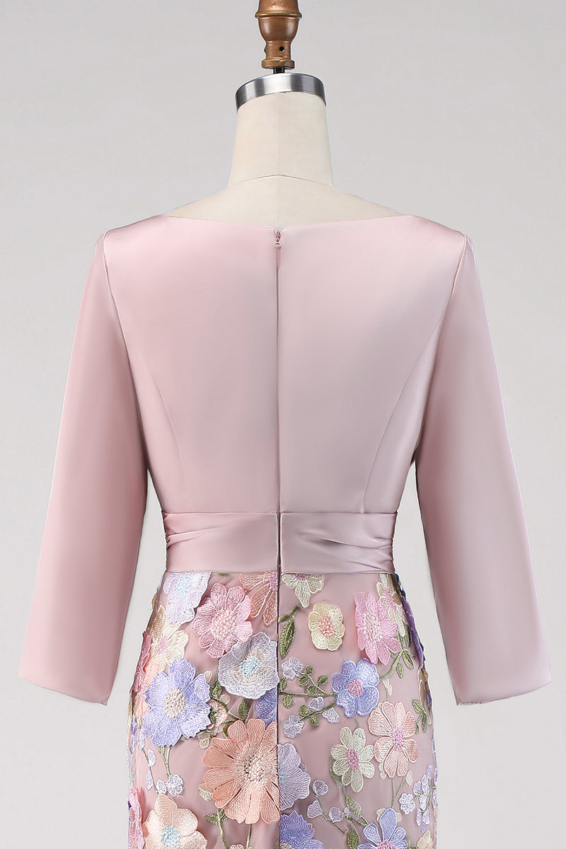Laden Sie das Bild in den Galerie-Viewer, Bootsausschnitt Blush Langes Meerjungfrauen Blumenkleid Mutter der Braut mit Taschen