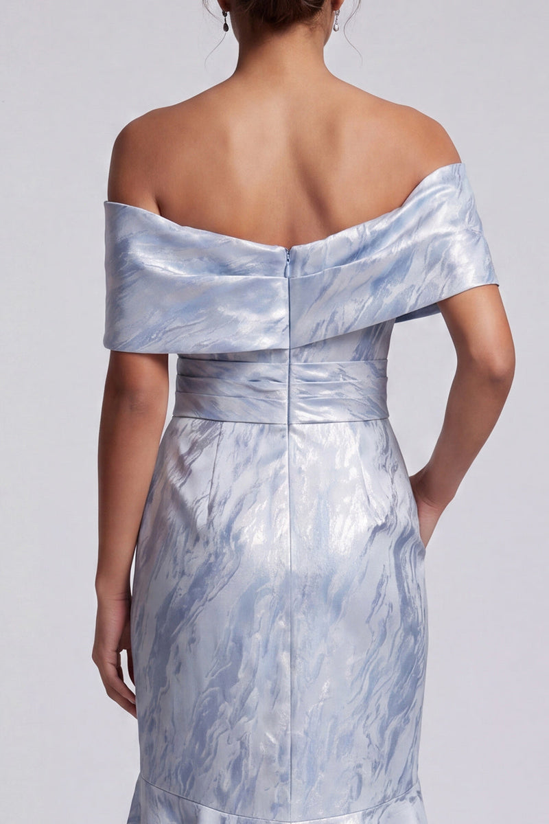 Laden Sie das Bild in den Galerie-Viewer, Himmelblaues Meerjungfrauen-Blumenkleid Lange Mutter der Braut mit Taschen