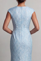 Laden Sie das Bild in den Galerie-Viewer, Blauer Meerjungfrauen-Kappenärmel Mutter-der-Braut-Kleid mit Schlitz